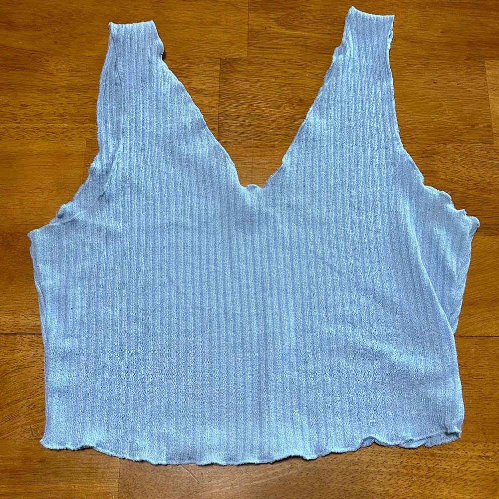 Light Blue Ribbed Tank Top